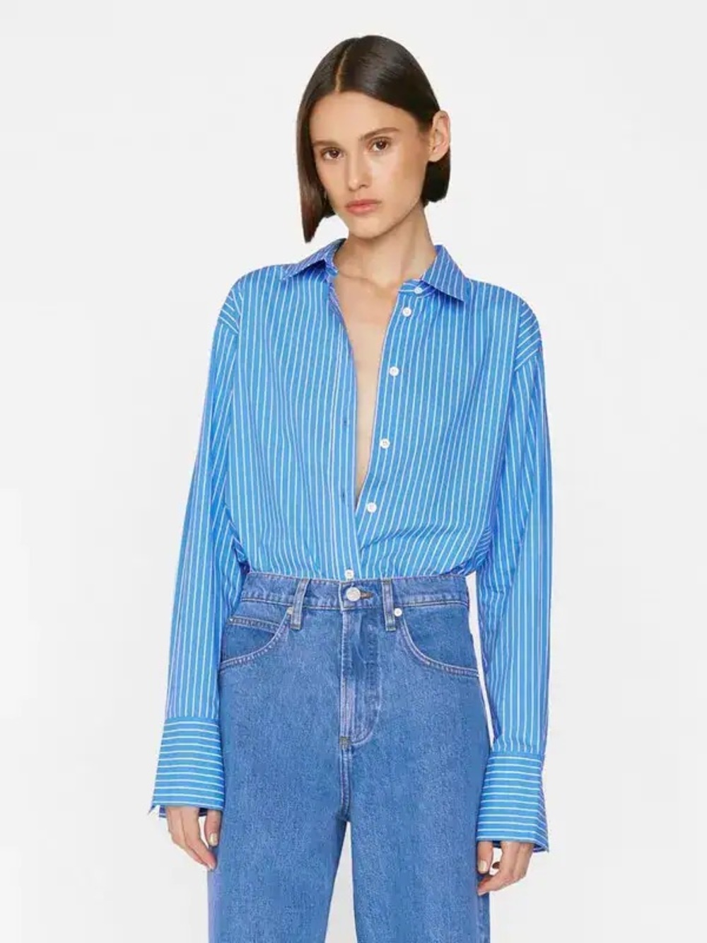 Frame Denim Blue Striped Button-Down Shirt